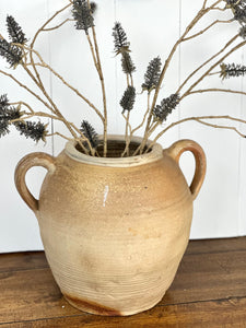 ANTIQUE FRENCH DOUBLE HANDLED SANDSTONE POT