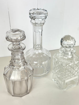 SET OF 3 CRYSTAL DECANTERS