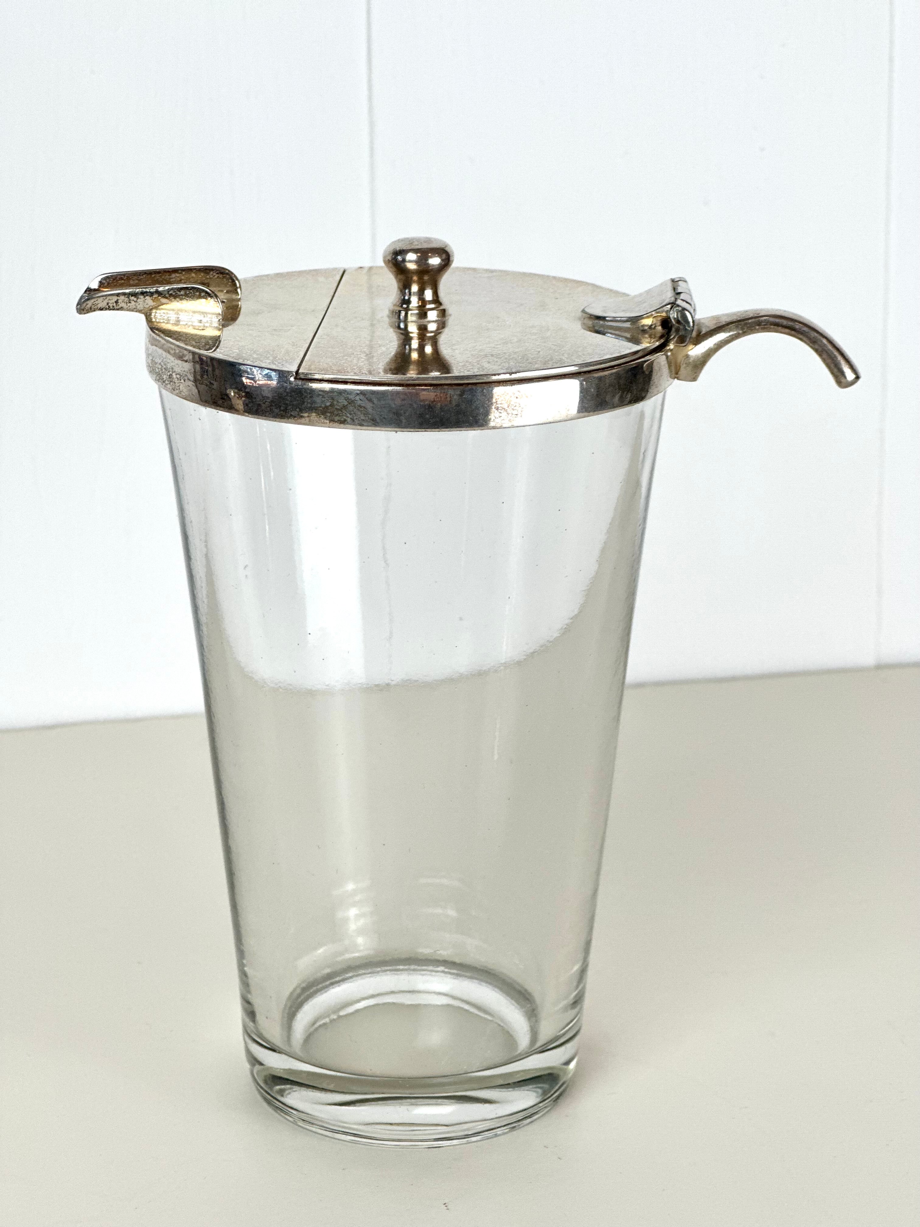 SILVER PLATE AND GLASS COCKTAIL SHAKER