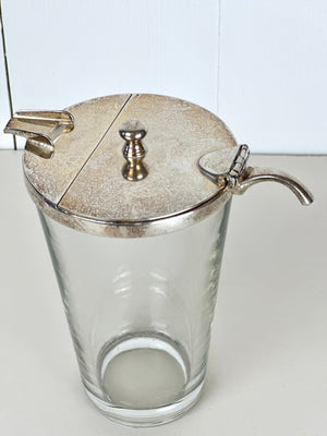 SILVER PLATE AND GLASS COCKTAIL SHAKER