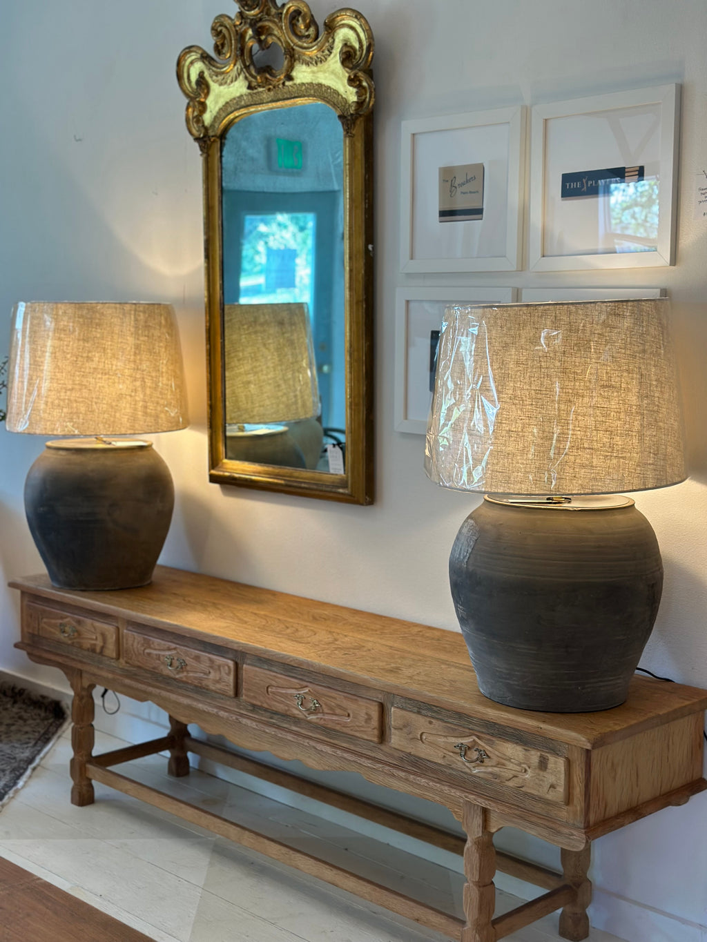 VINTAGE DANISH OAK LOW PROFILE CONSOLE TABLE