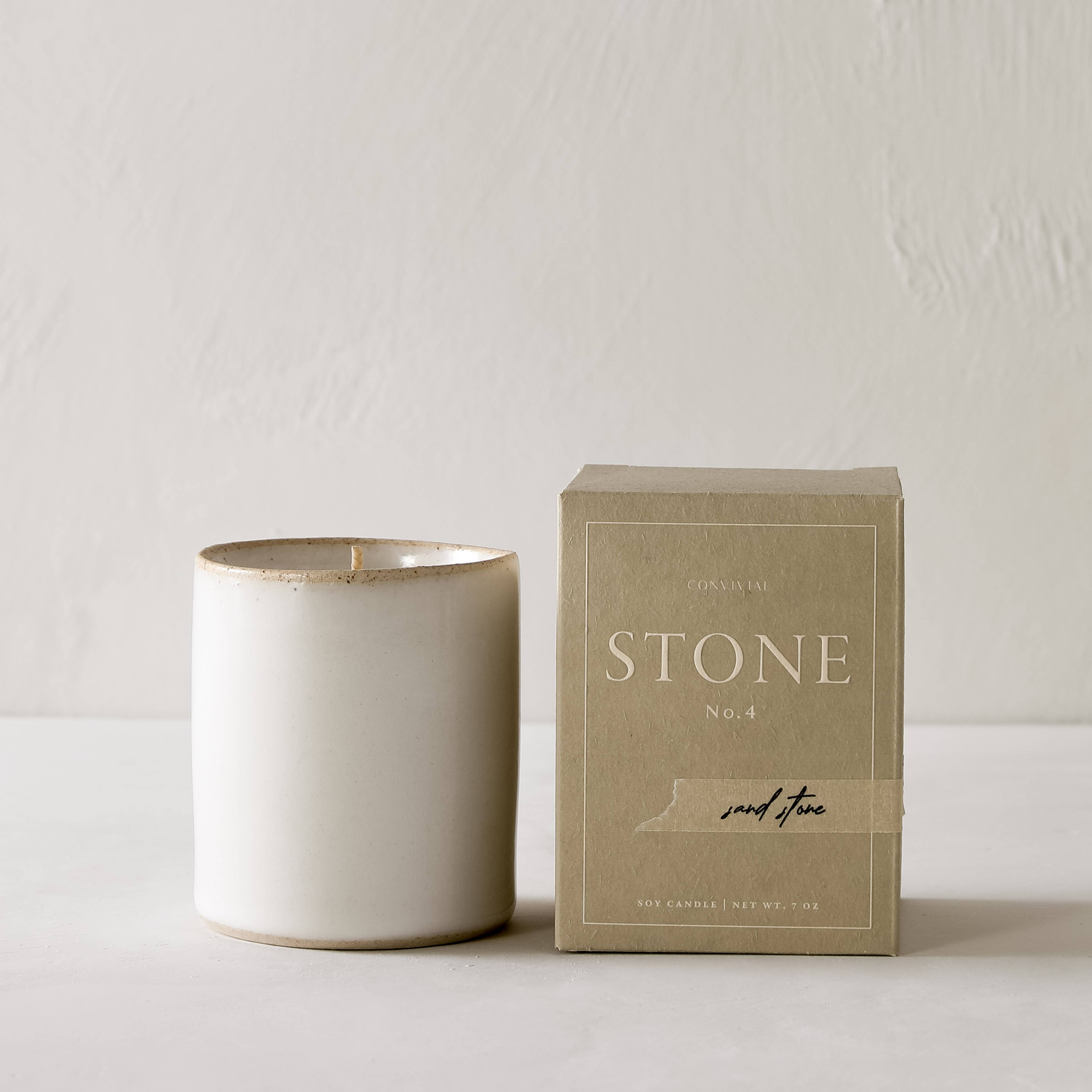 HAND-CRAFTED CANDLES IN STONEWARE VESSEL