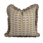 HAND BLOCKED LINEN PILLOW W RUFFLE - HALLA