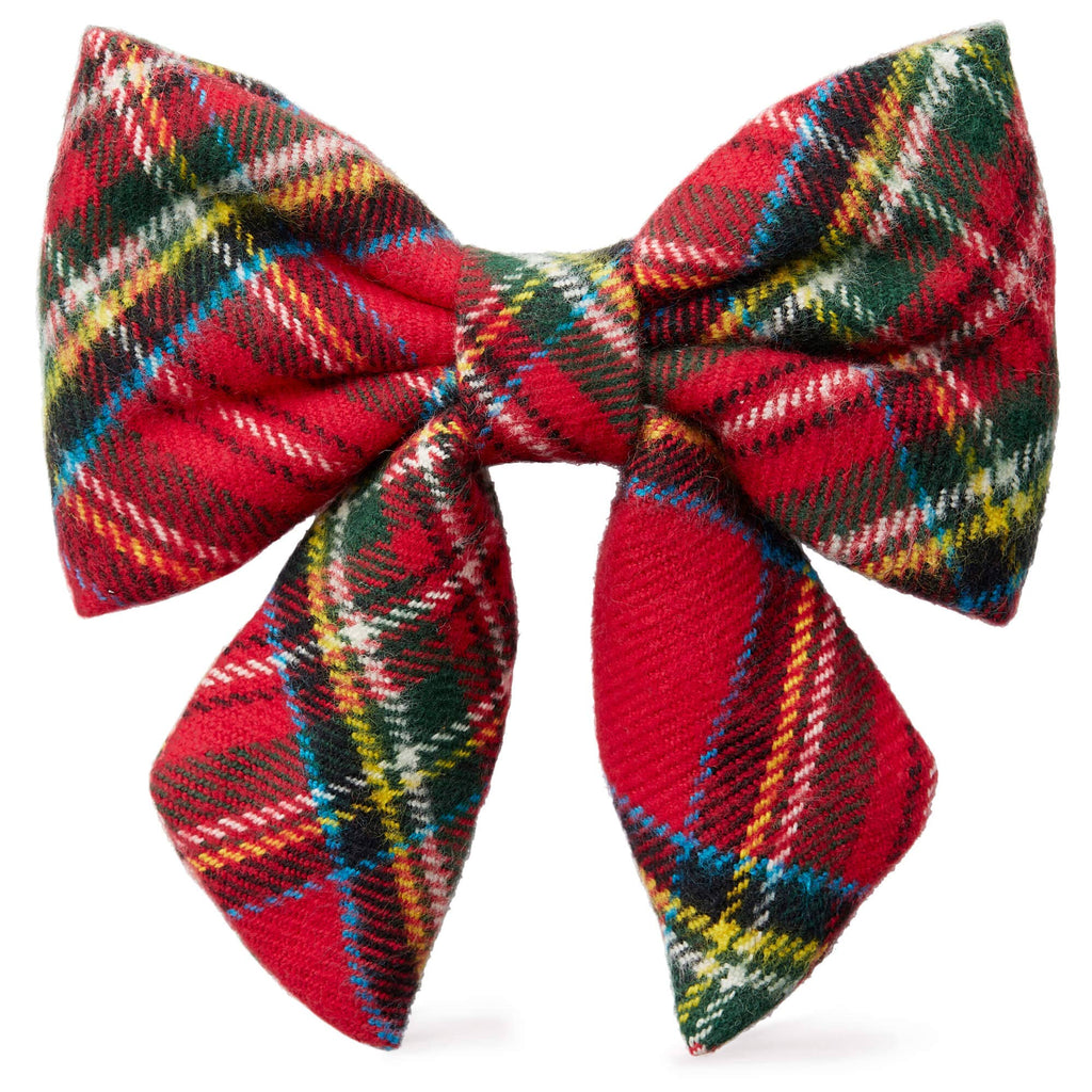 TARTAN FLANNEL CHRISTMAS LADY DOG COLLAR BOW