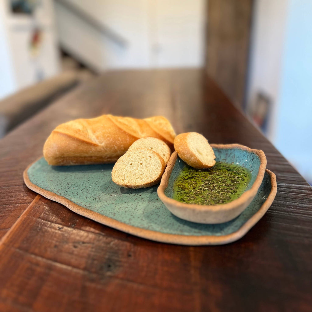HANDMADE BREAD + OIL DIPPING PLATE