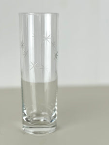 highball etched glass mid century star cocktail glass