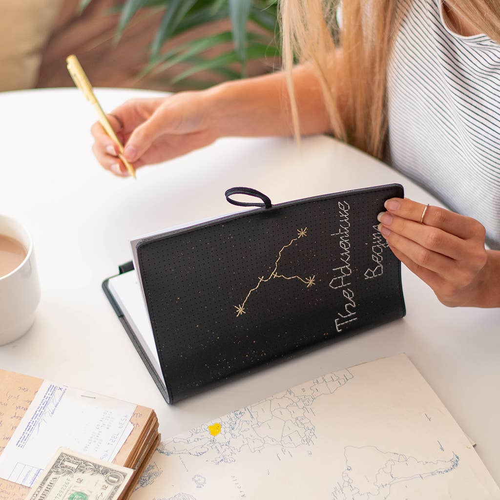 STITCH YOUR STAR KIT - BLACK VEGAN LEATHER NOTEBOOK