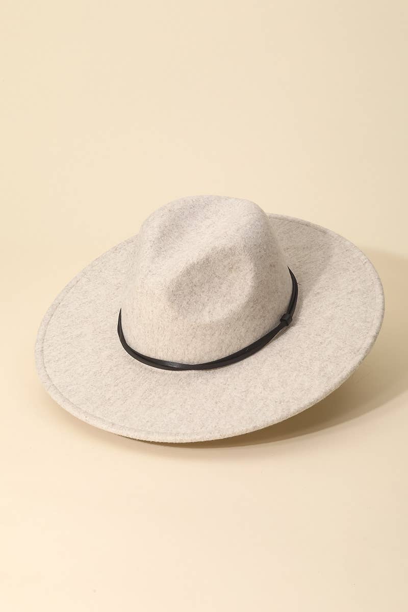Thin Strap Flat Brim Fedora Hat