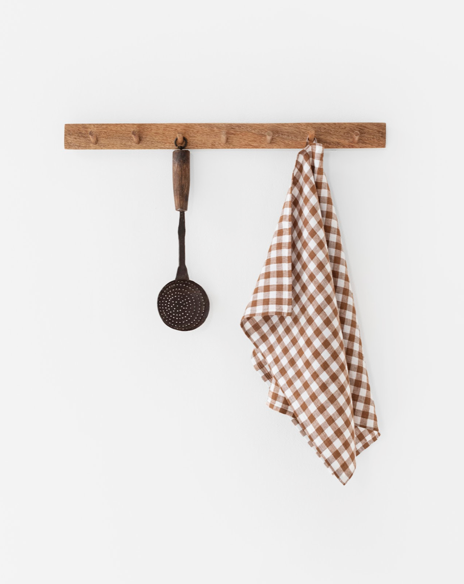 LINEN TEA TOWEL - CINNAMON GINGHAM