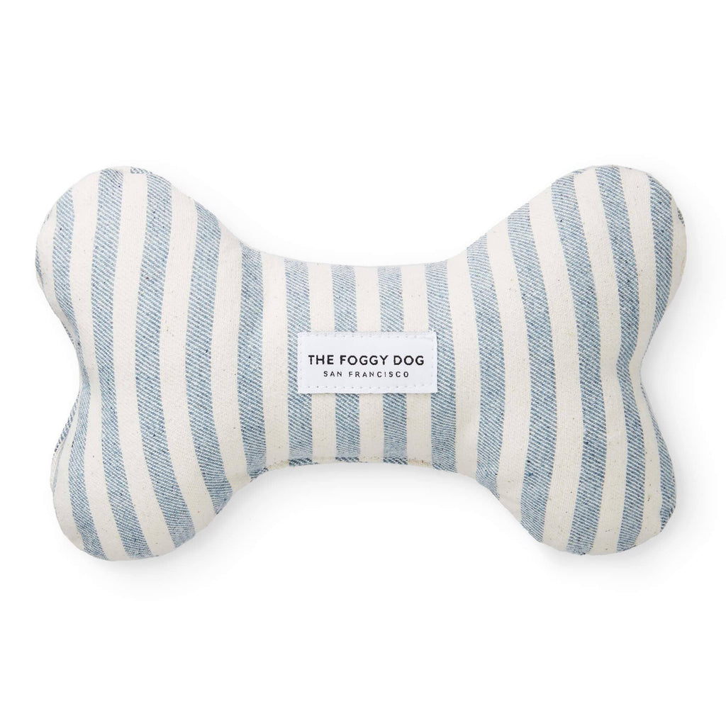 UPCYCLED DENIM STRIPE DOG BONE SQUEAKY TOY