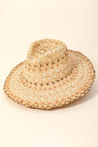STRAW HAND-STITCHED FEDORA HAT
