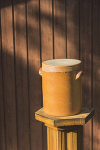 large vintage stoneware confit pot with lid