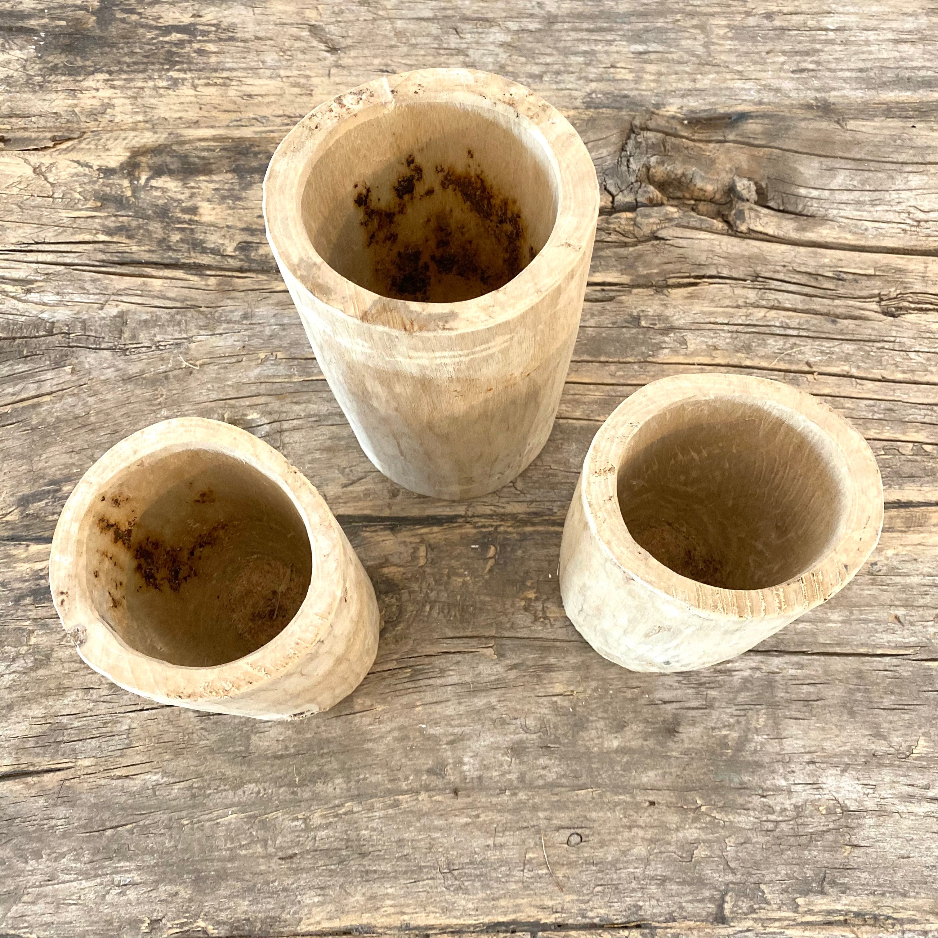 HAND-CARVED WOOD VASE