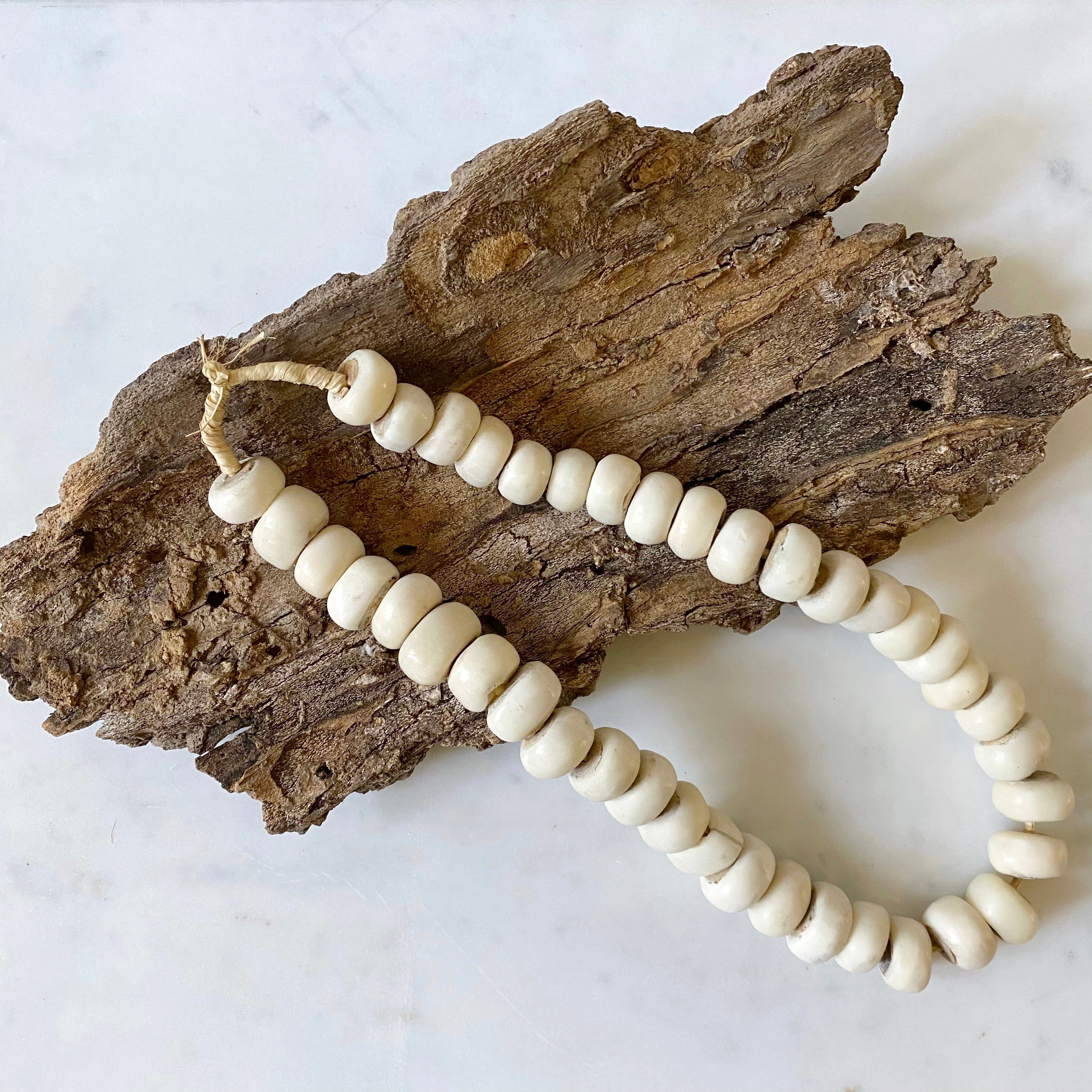 HANDMADE AFRICAN BEADS - BONE COLOR