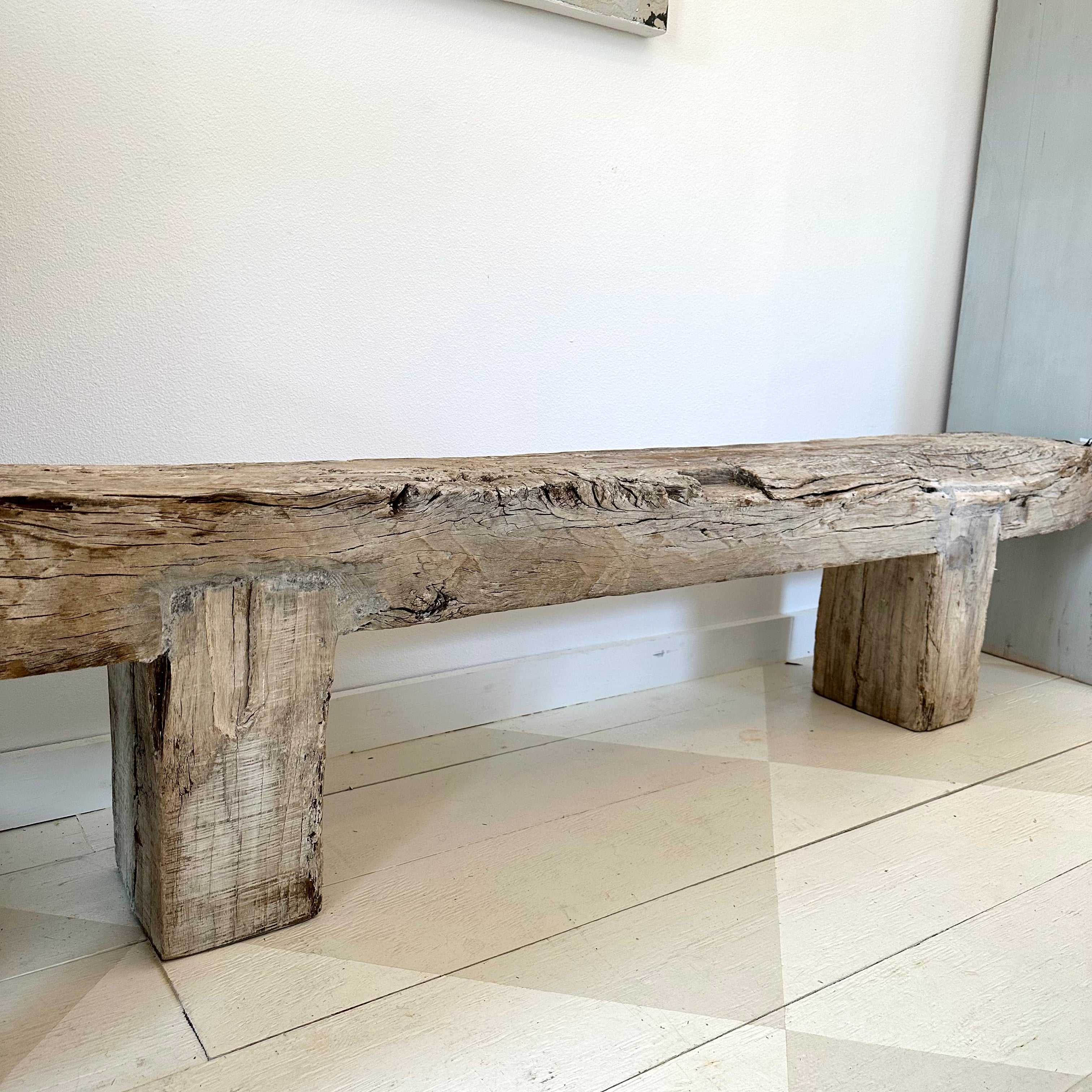 RECLAIMED WOOD BEAM BENCH