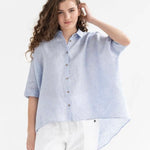 EUROPEAN LINEN BUTTON DOWN — BLUE CHECK