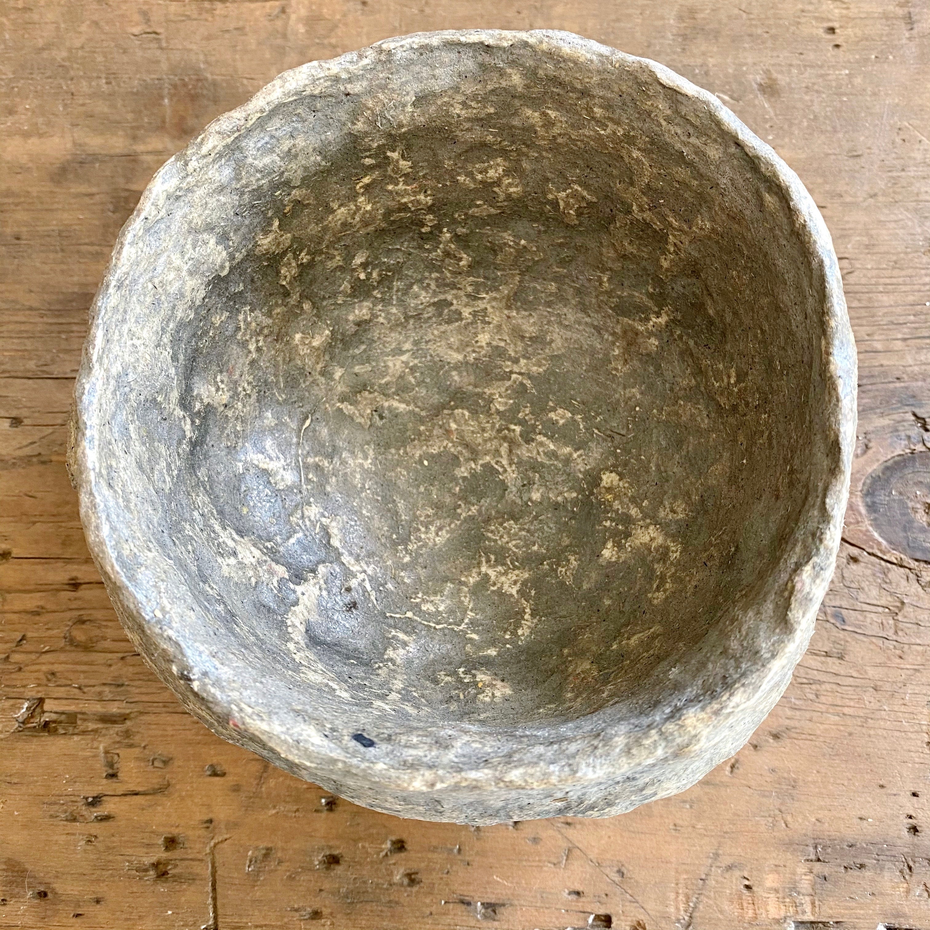 FOOTED PAPER MACHE BOWL