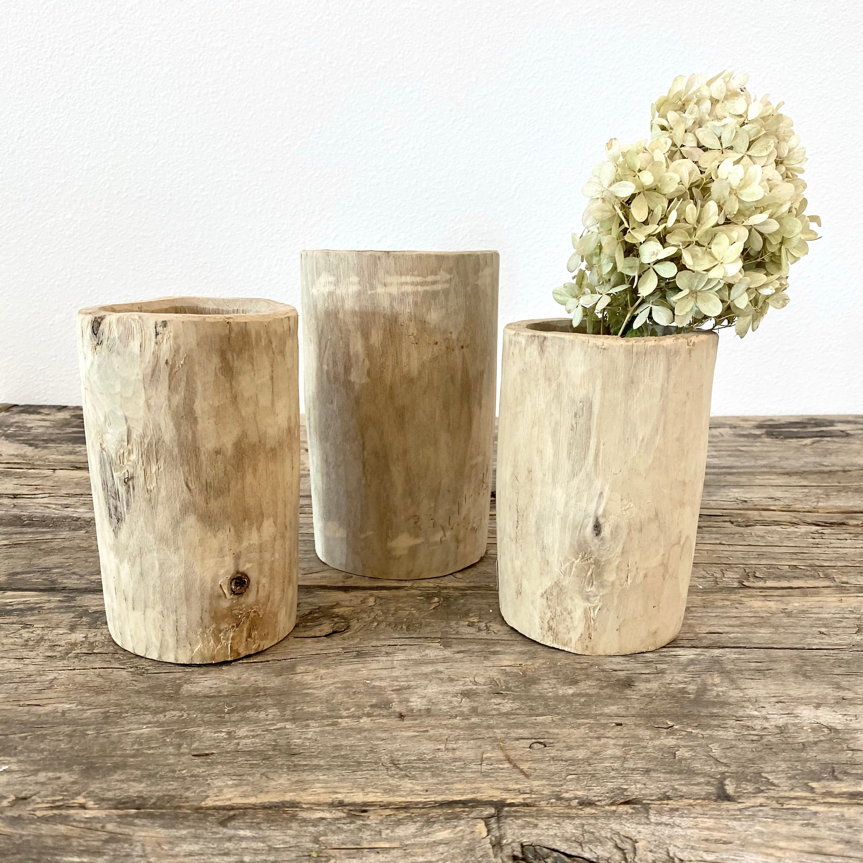 HAND-CARVED WOOD VASE