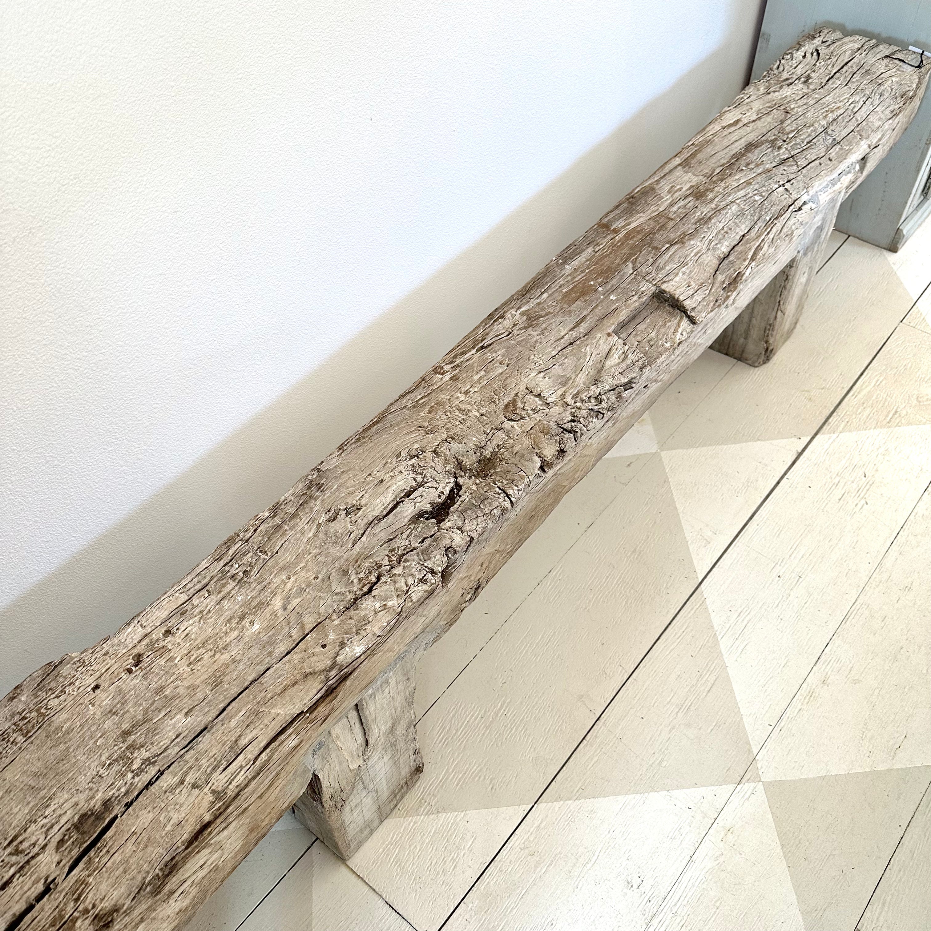 RECLAIMED WOOD BEAM BENCH