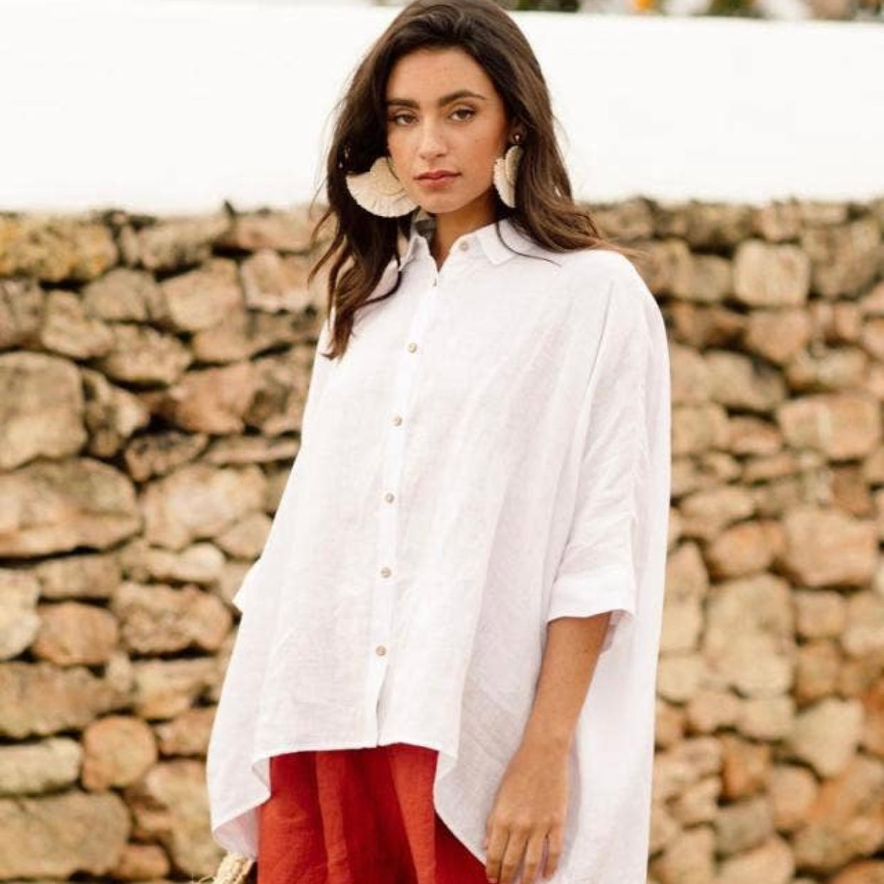 EUROPEAN LINEN BUTTON DOWN — WHITE