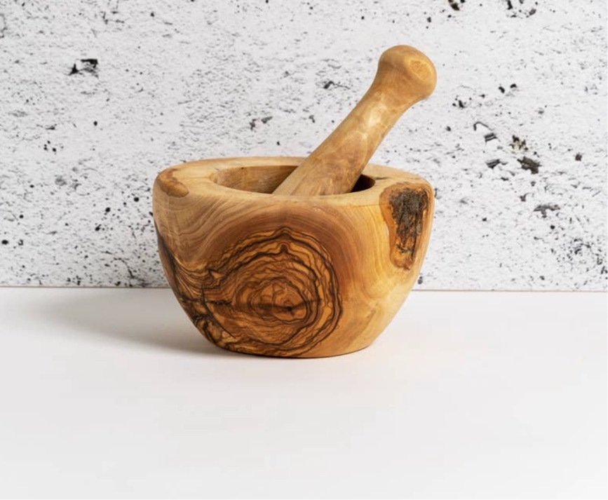 OLIVEWOOD MORTAR + PESTLE — SMALL