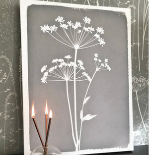 FLORAL CYANOTYPE PRINT  - ON STRETCHED CANVAS